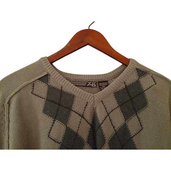 Vintage XG Men's Size XXL Geometric Sweater Tan Long Sleeve Academic Casual Knit - Picture 5 of 7